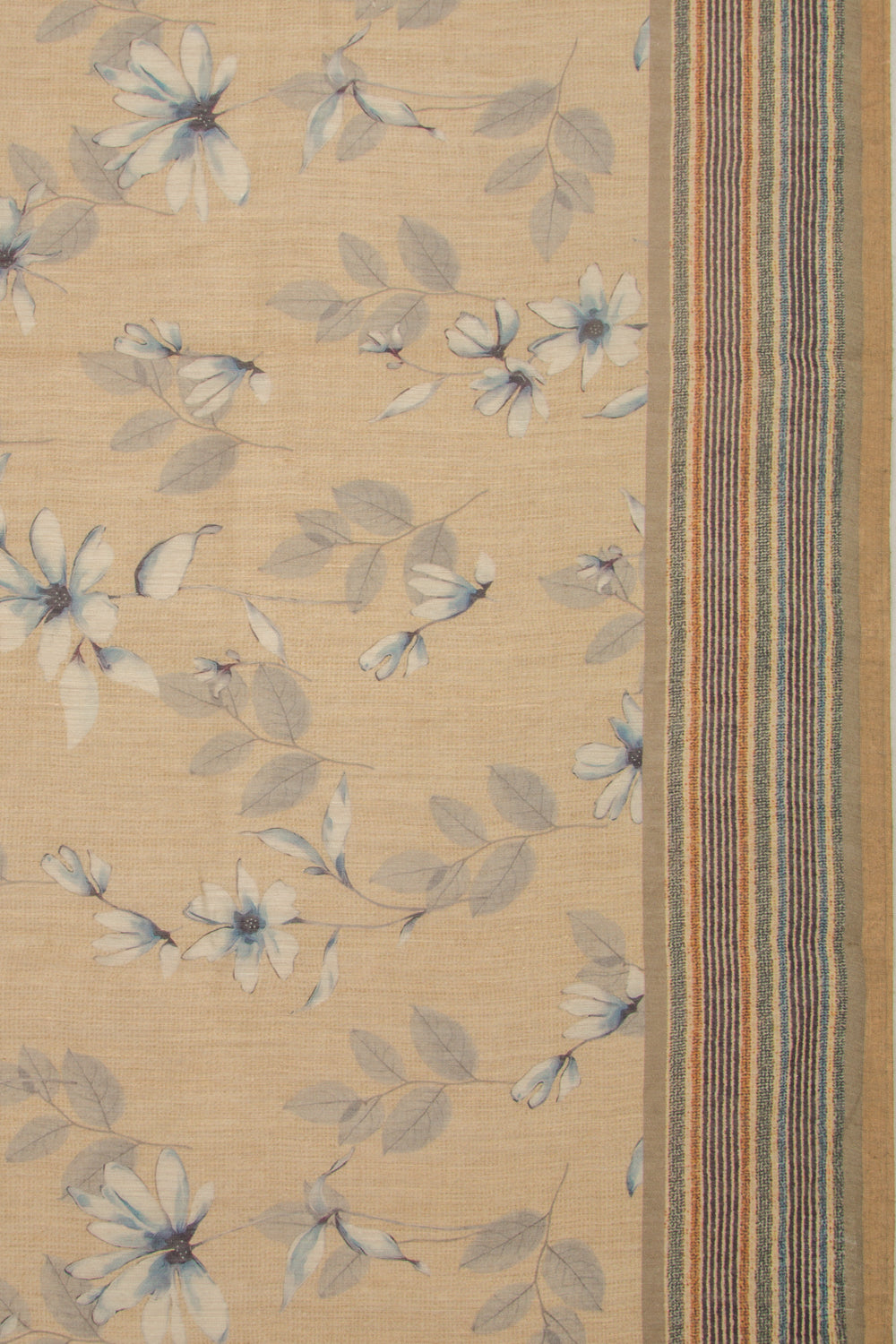 Chanderi Cotton Floral Printed Cream Saree