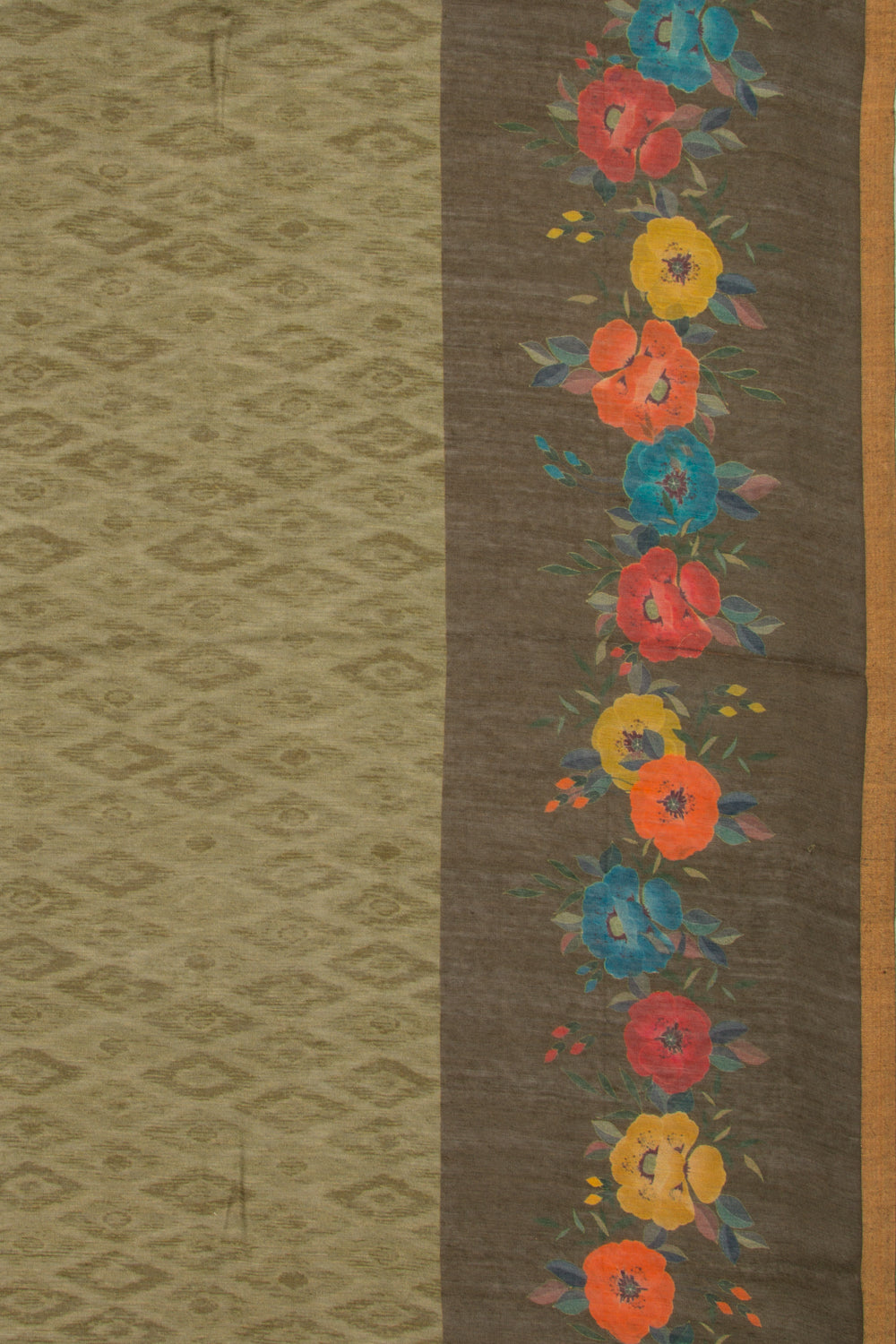 Chanderi Cotton Printed Green Saree