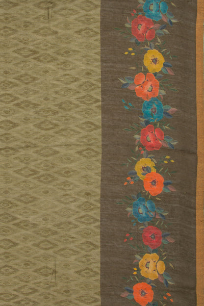 Chanderi Cotton Printed Green Saree