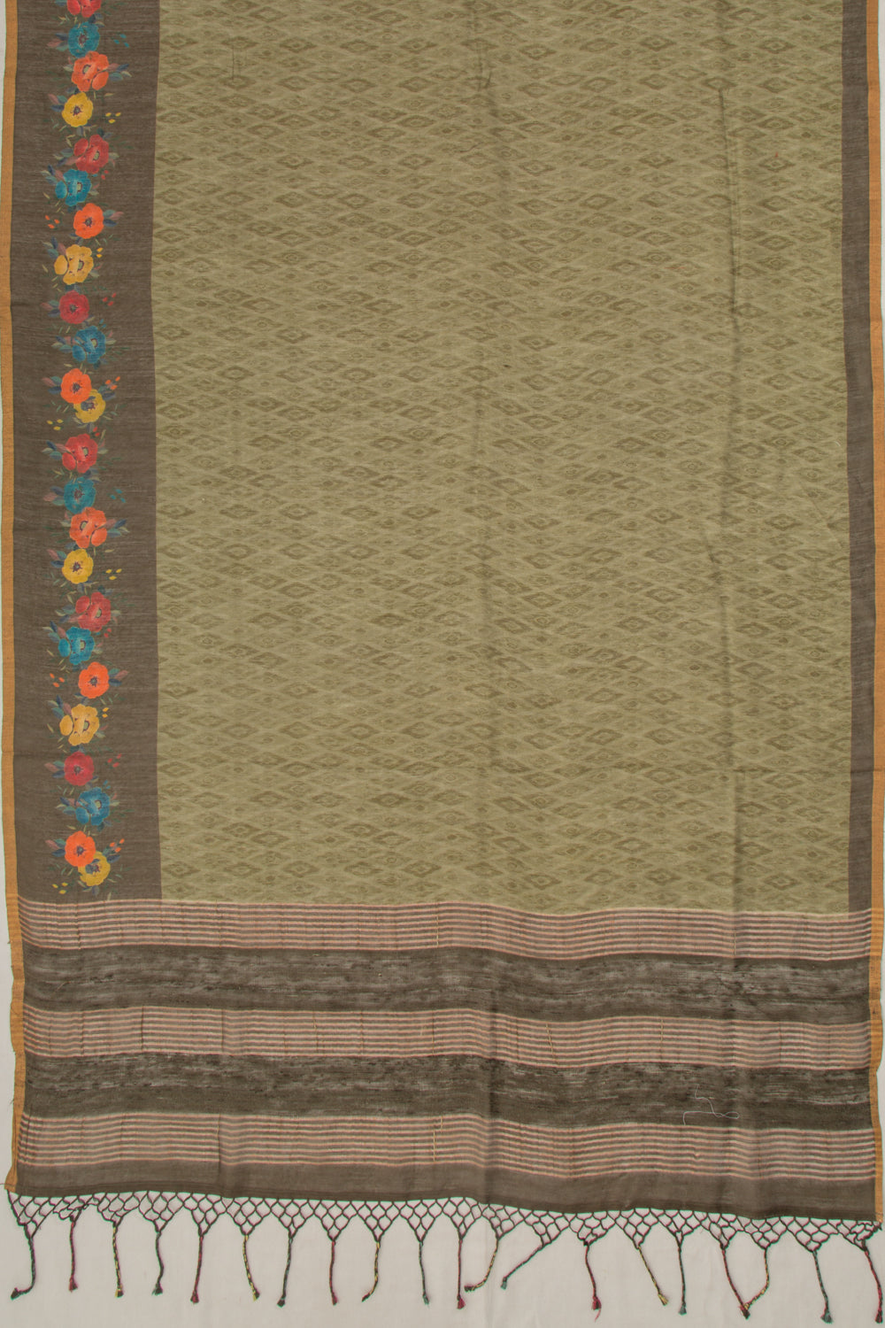 Chanderi Cotton Printed Green Saree