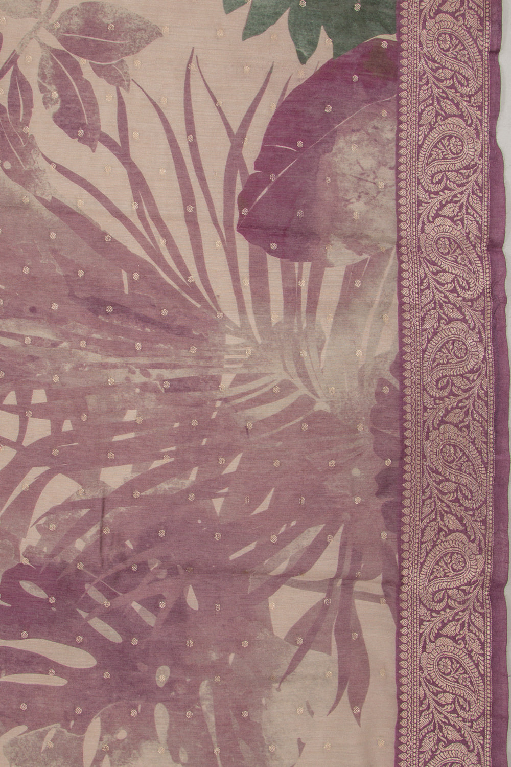 Chanderi Cotton Floral Printed Beige Saree