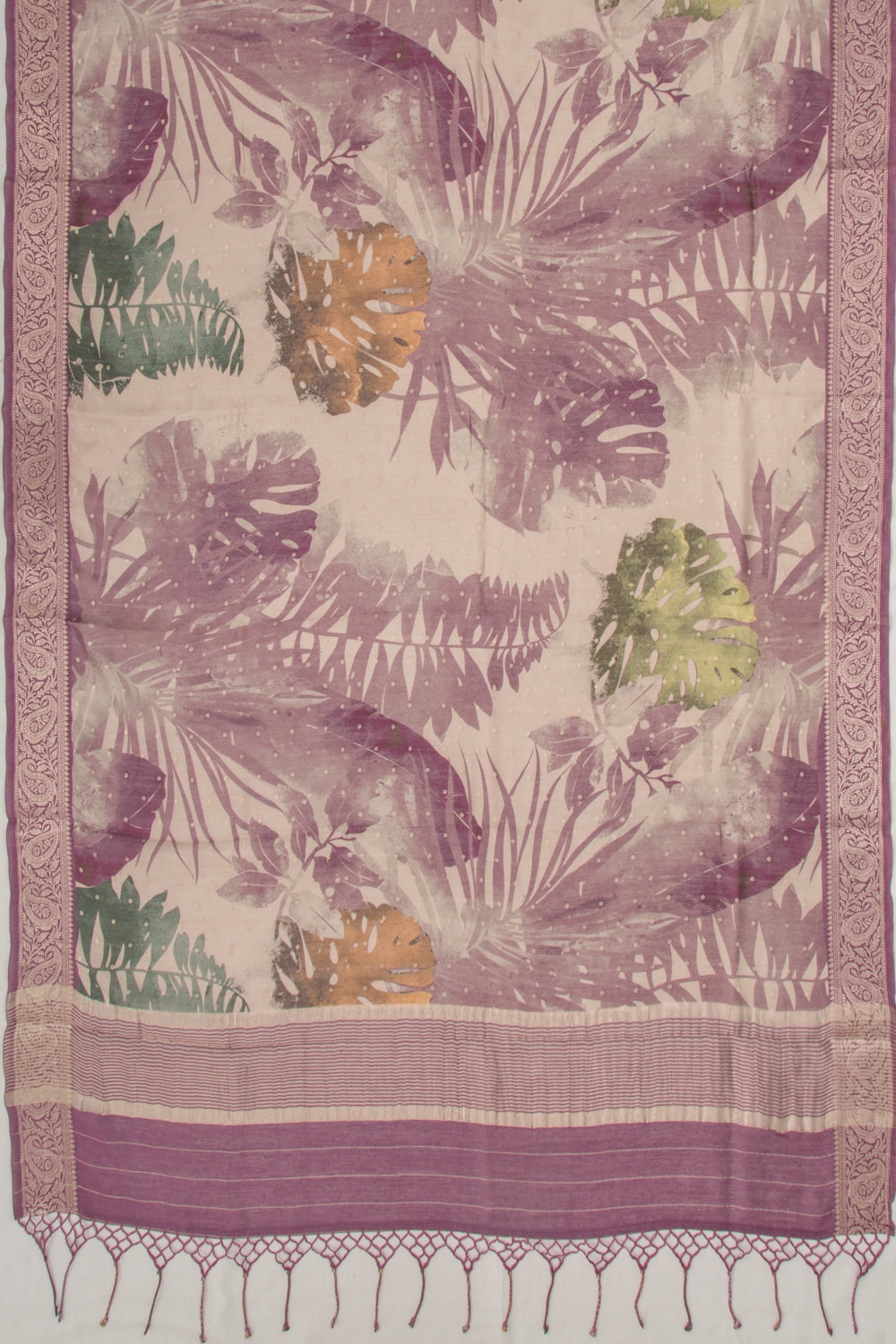 Chanderi Cotton Floral Printed Beige Saree