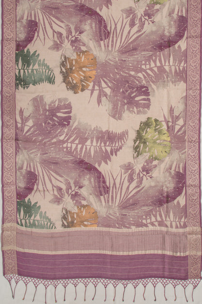 Chanderi Cotton Floral Printed Beige Saree