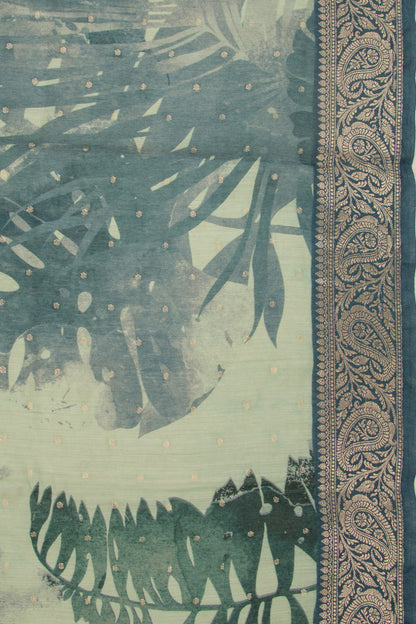 Chanderi Cotton Floral Printed Pastel Green Saree
