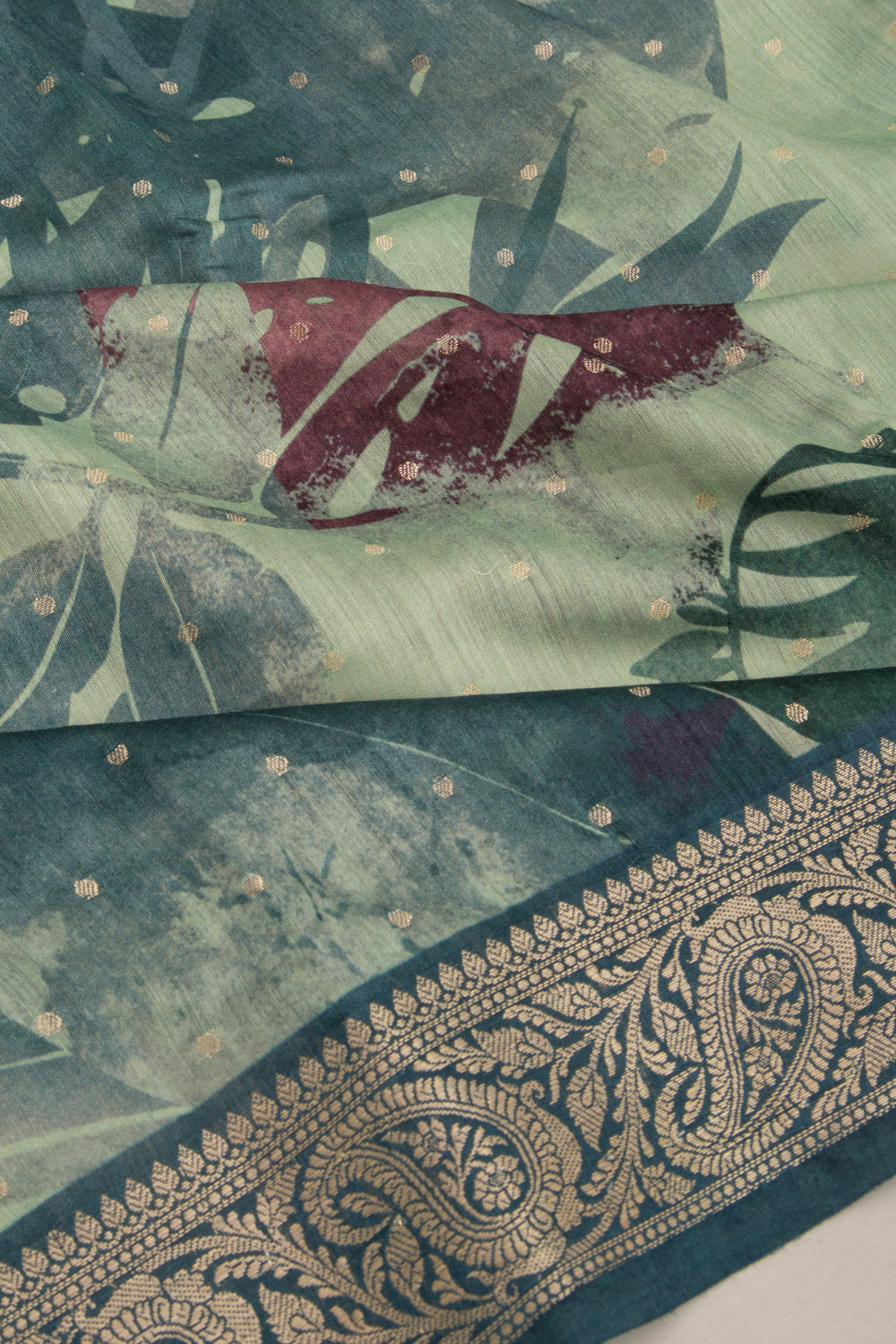 Chanderi Cotton Floral Printed Pastel Green Saree