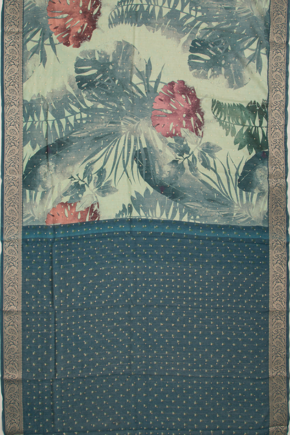 Chanderi Cotton Floral Printed Pastel Green Saree