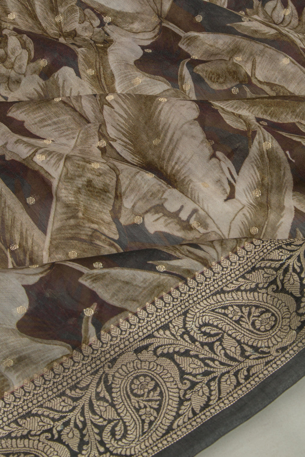 Chanderi Cotton Floral Printed Green Saree