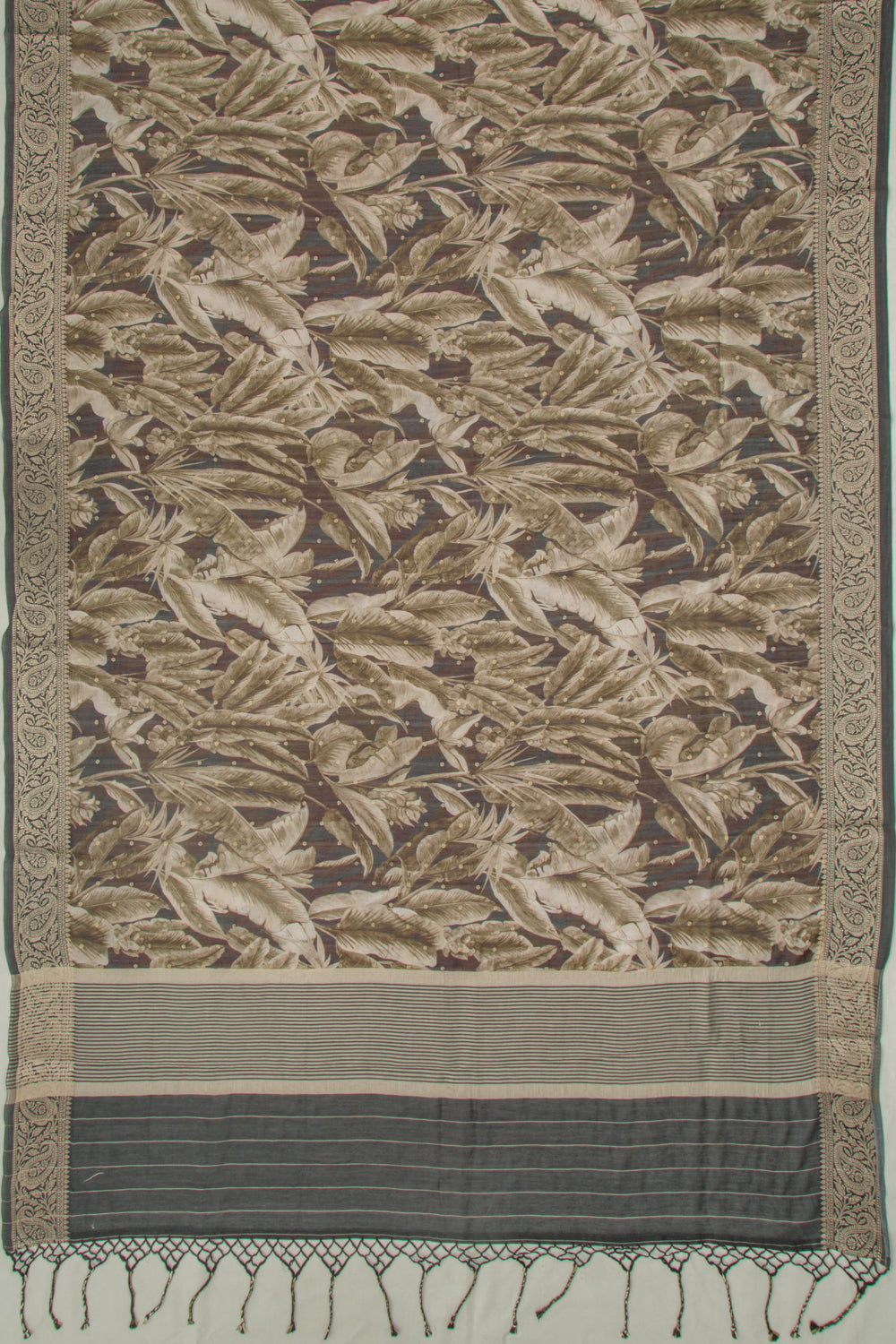 Chanderi Cotton Floral Printed Green Saree