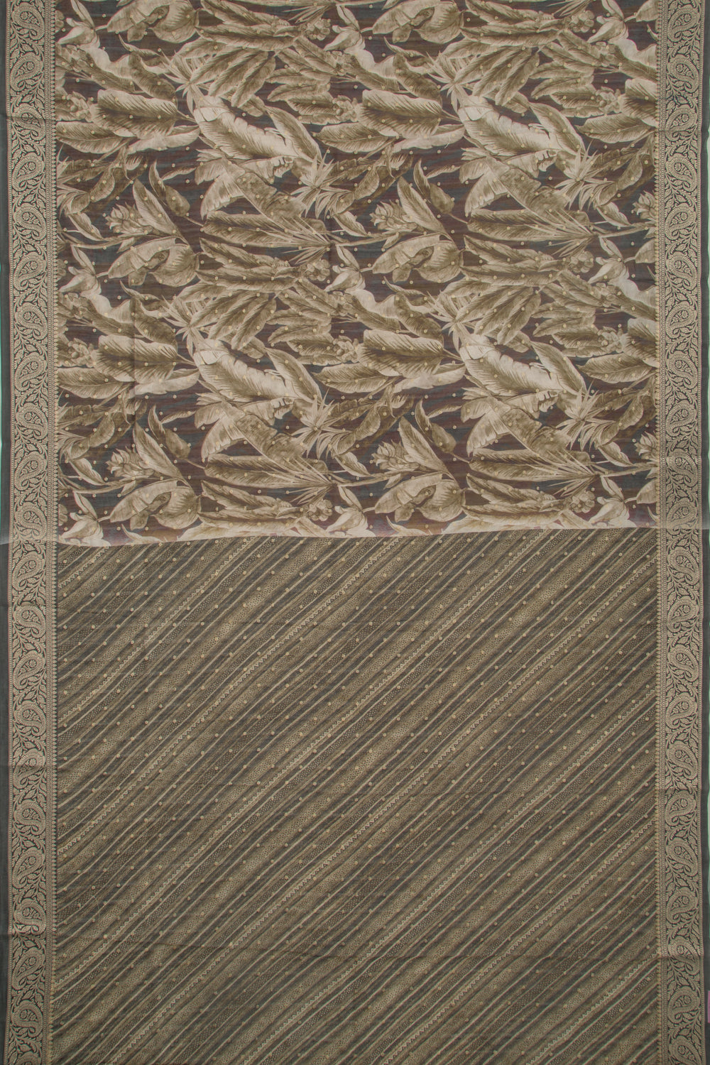 Chanderi Cotton Floral Printed Green Saree