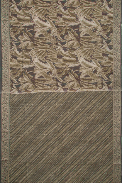 Chanderi Cotton Floral Printed Green Saree