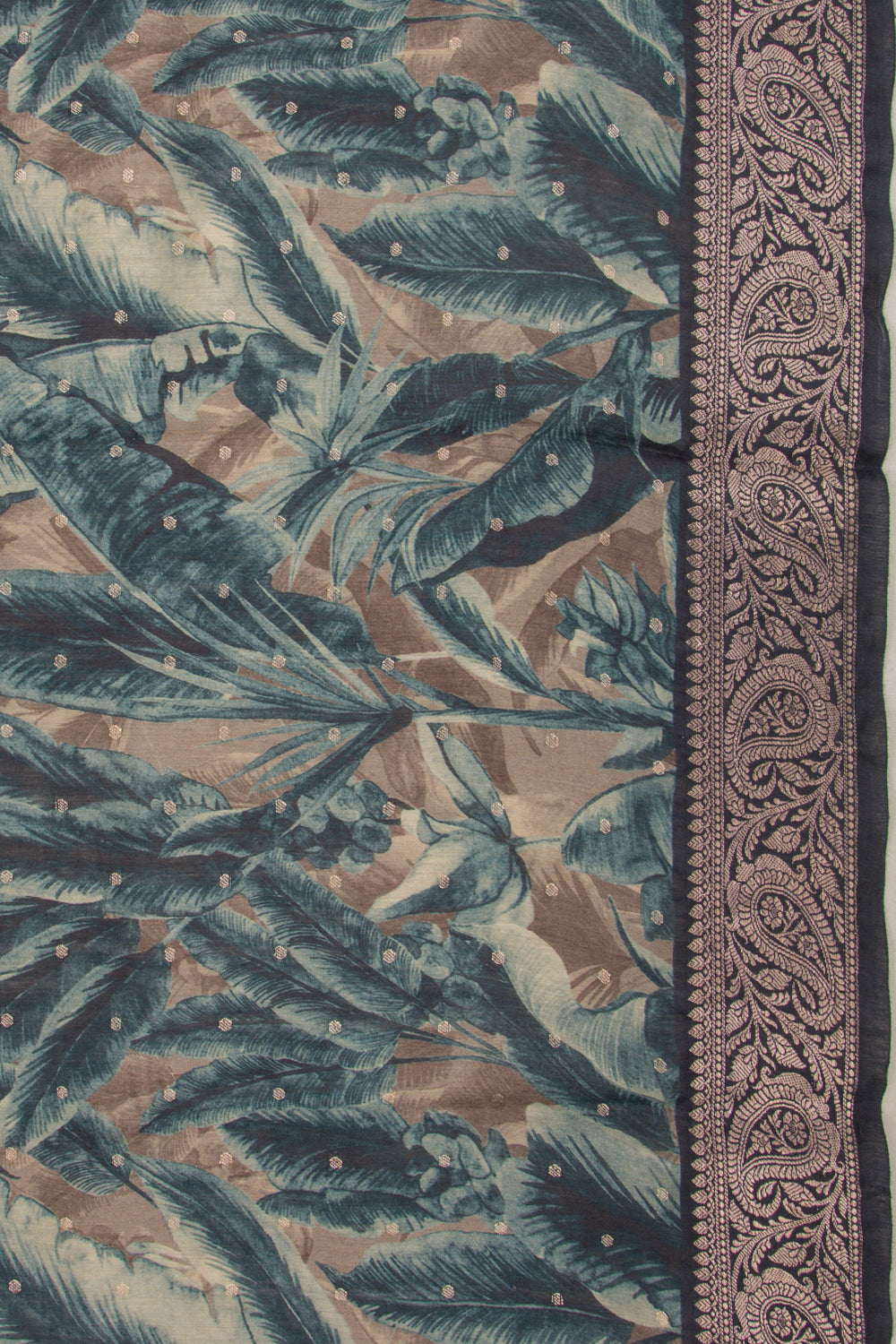 Chanderi Cotton Floral Printed Grey Saree