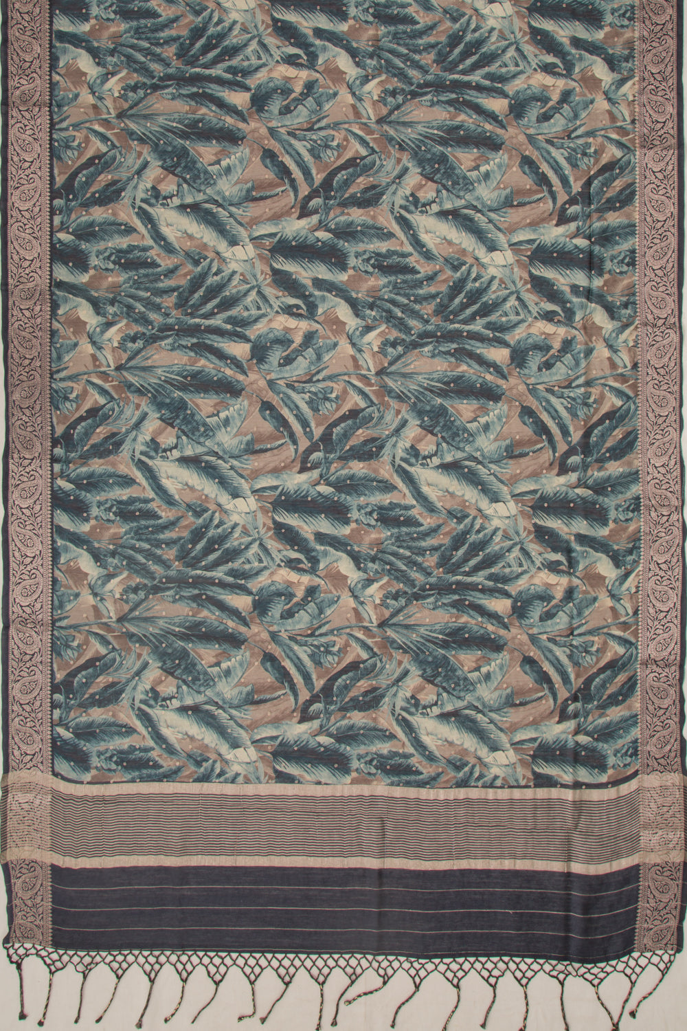 Chanderi Cotton Floral Printed Grey Saree