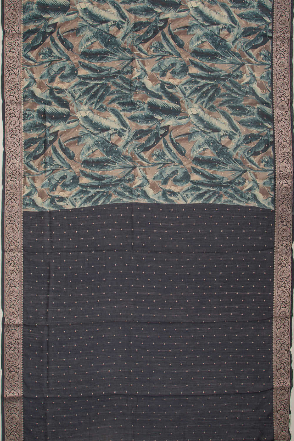 Chanderi Cotton Floral Printed Grey Saree