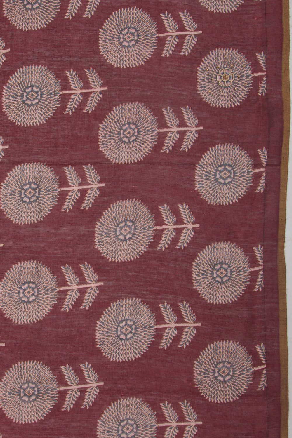 Munga Tussar Floral Printed Choco Brown Saree With Sequins