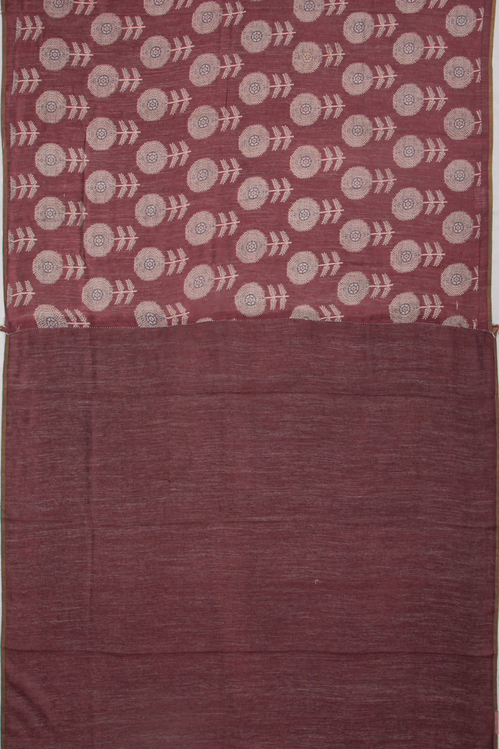 Munga Tussar Floral Printed Choco Brown Saree With Sequins