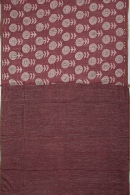 Munga Tussar Floral Printed Choco Brown Saree With Sequins