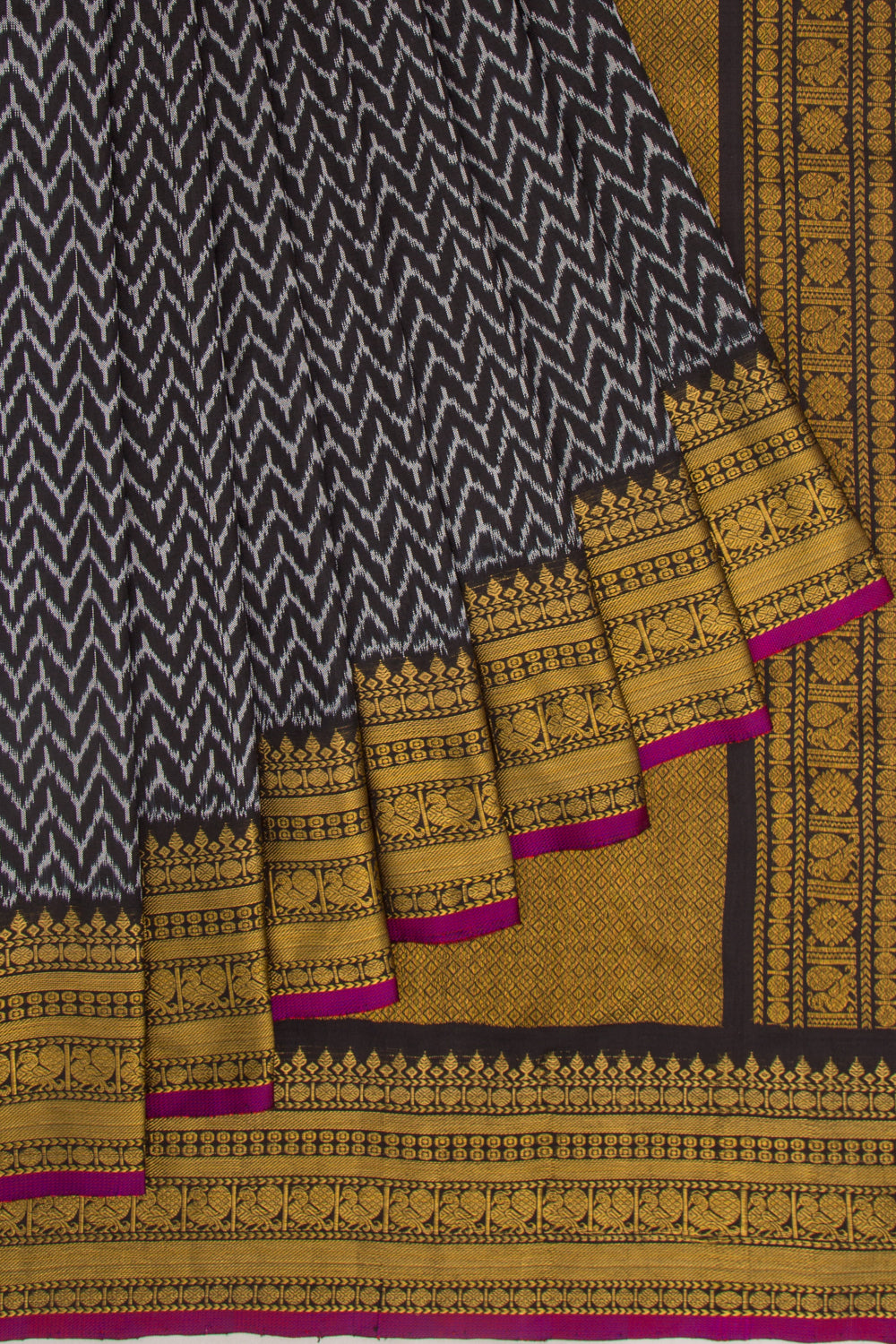 Kanchipuram Silk Ikat Black Saree