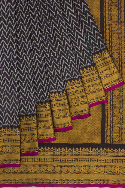 Kanchipuram Silk Ikat Black Saree
