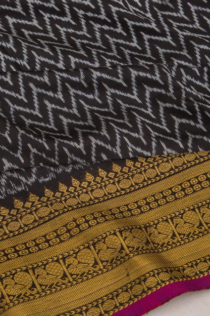 Kanchipuram Silk Ikat Black Saree