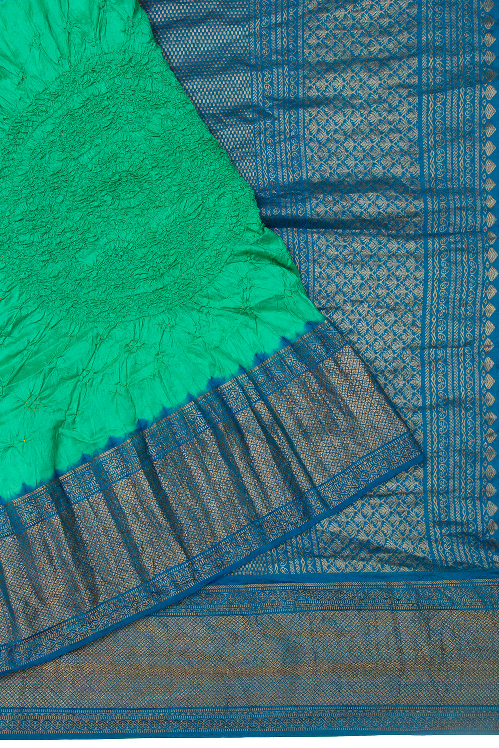 Kanchipuram Silk Bandhani Green Saree