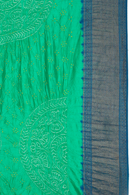 Kanchipuram Silk Bandhani Green Saree