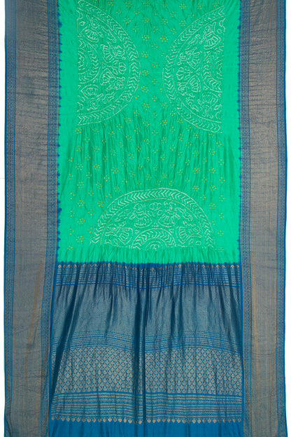 Kanchipuram Silk Bandhani Green Saree