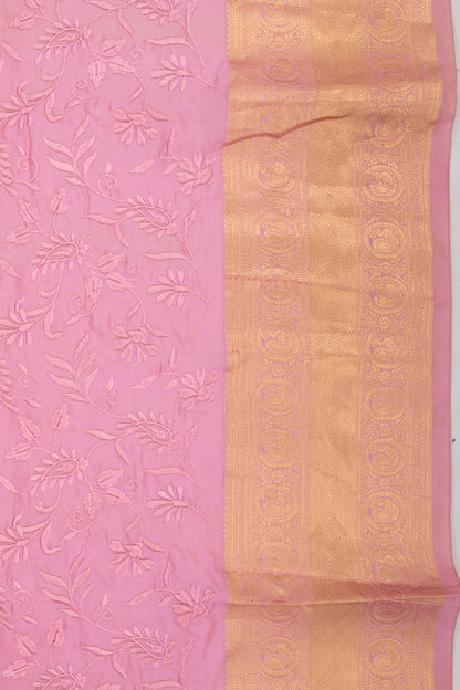 Taranga Kanchi Silk Floral Embroidery Pink Saree