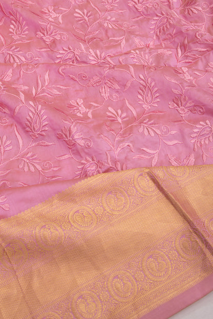 Taranga Kanchi Silk Floral Embroidery Pink Saree