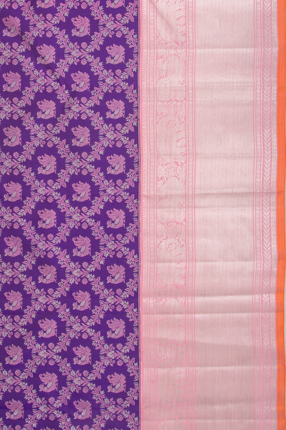 Kanchipuram Silk Jaal And Butta Violet Saree
