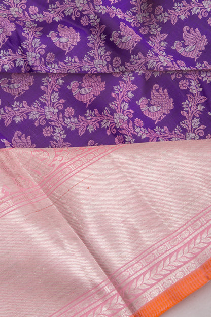 Kanchipuram Silk Jaal And Butta Violet Saree