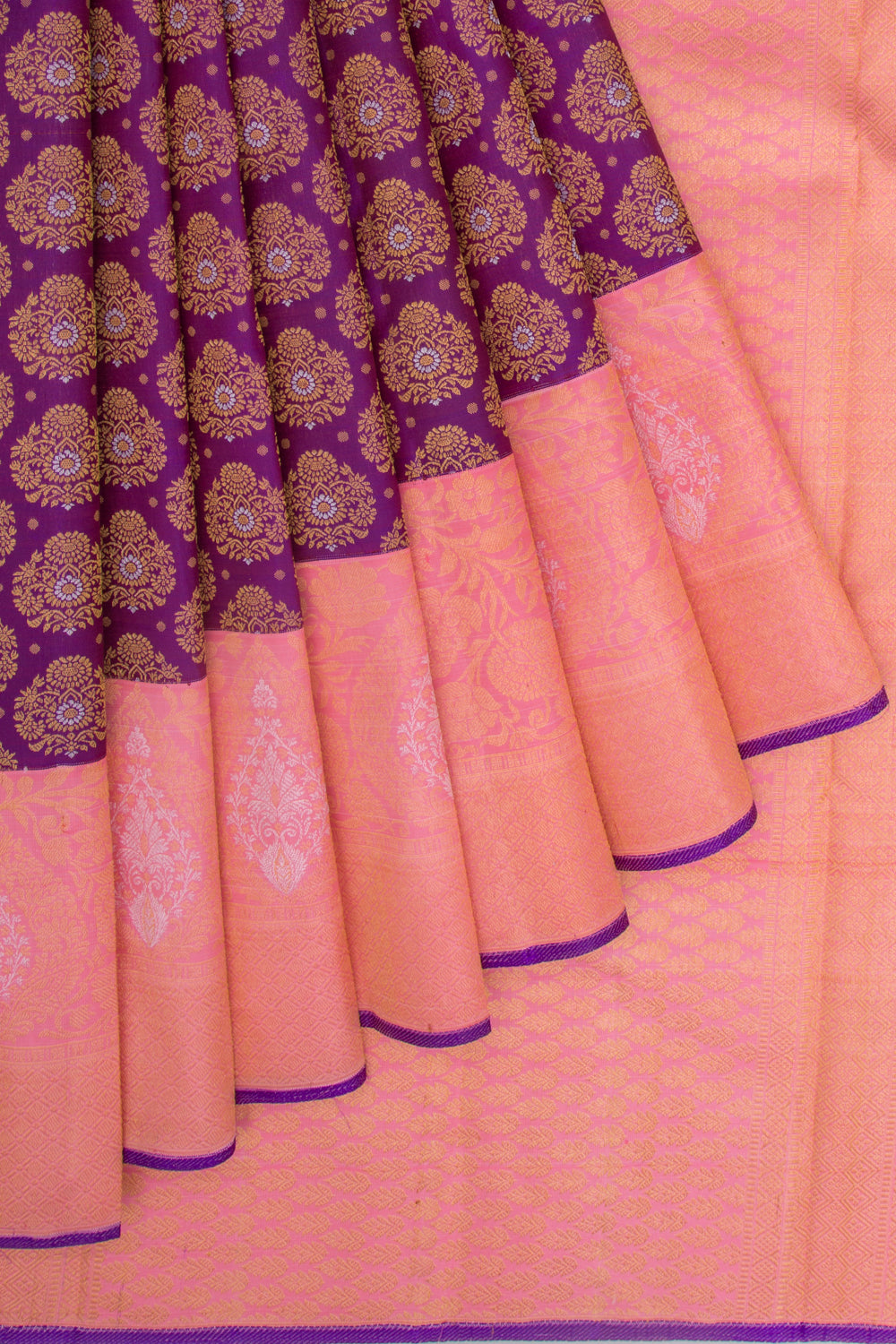Kanchipuram Silk Brocade Purple Saree