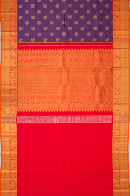 Kanchipuram Silk Checks And Butta Indigo Violet Saree