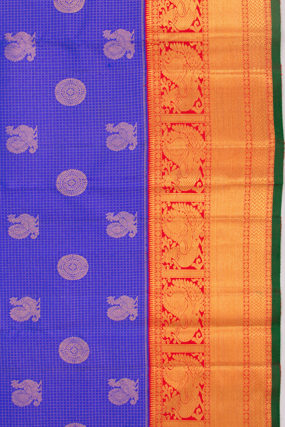 Kanchipuram Silk Checks And Butta Blue Saree