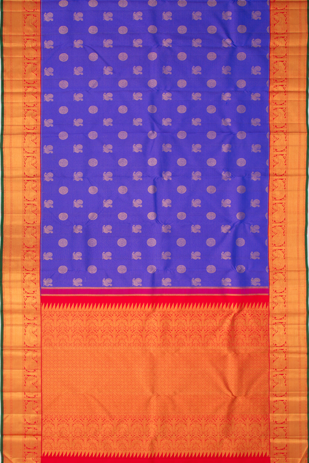 Kanchipuram Silk Checks And Butta Blue Saree