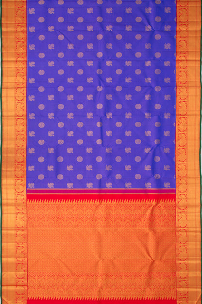 Kanchipuram Silk Checks And Butta Blue Saree