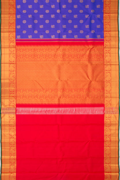 Kanchipuram Silk Checks And Butta Blue Saree