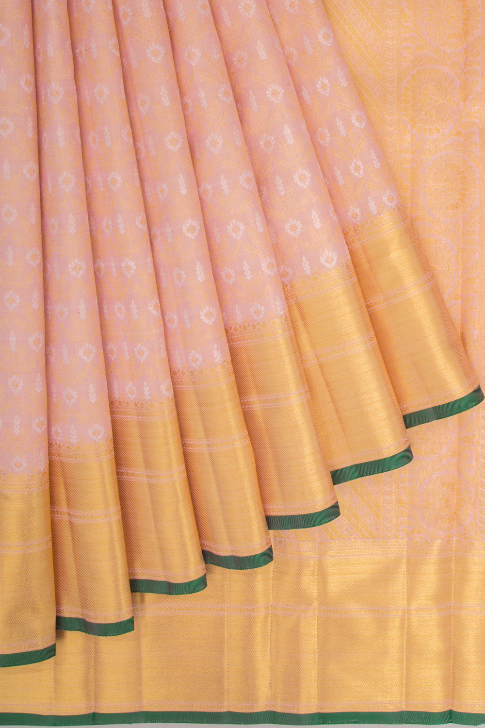Kanchipuram Silk Tissue Brocade Peach Saree