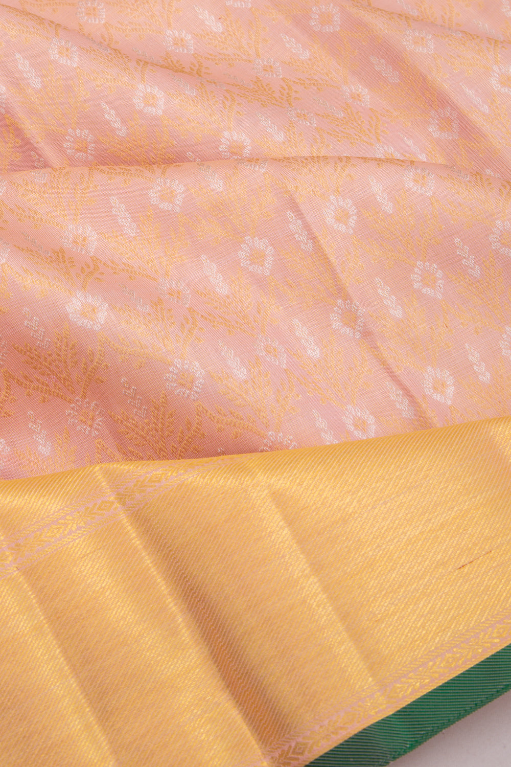 Kanchipuram Silk Tissue Brocade Peach Saree