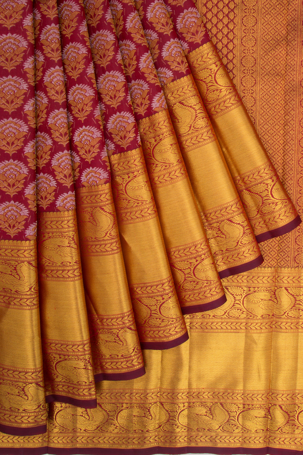 Kanchipuram Silk Brocade Maroon Saree