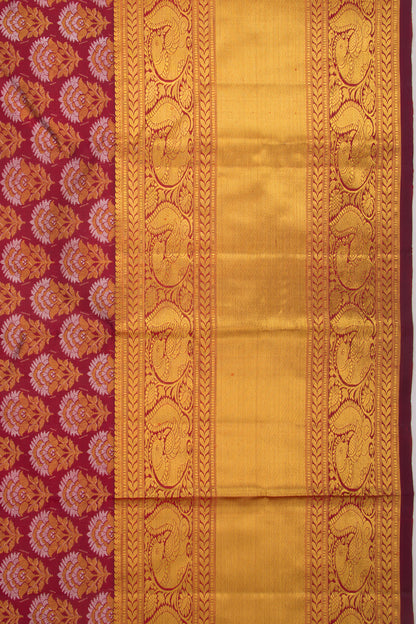 Kanchipuram Silk Brocade Maroon Saree