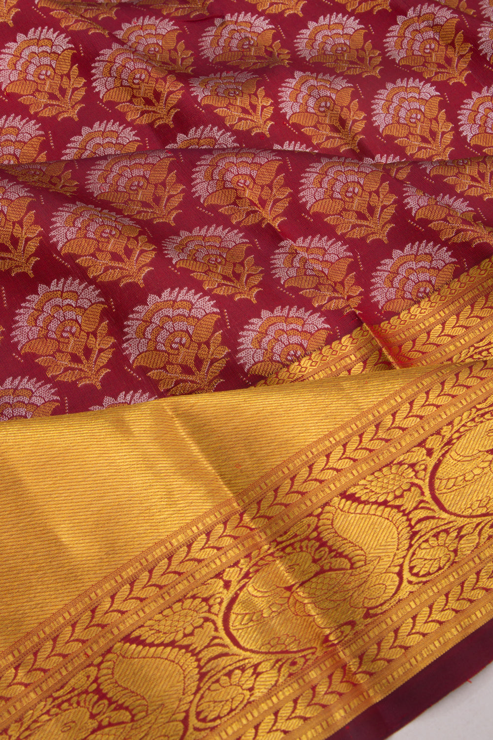 Kanchipuram Silk Brocade Maroon Saree