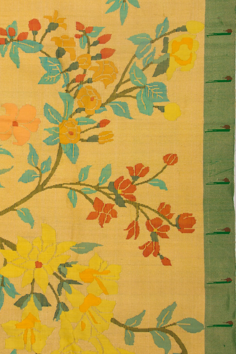 Paithani Silk Tissue All Over Jaal Yellow Saree