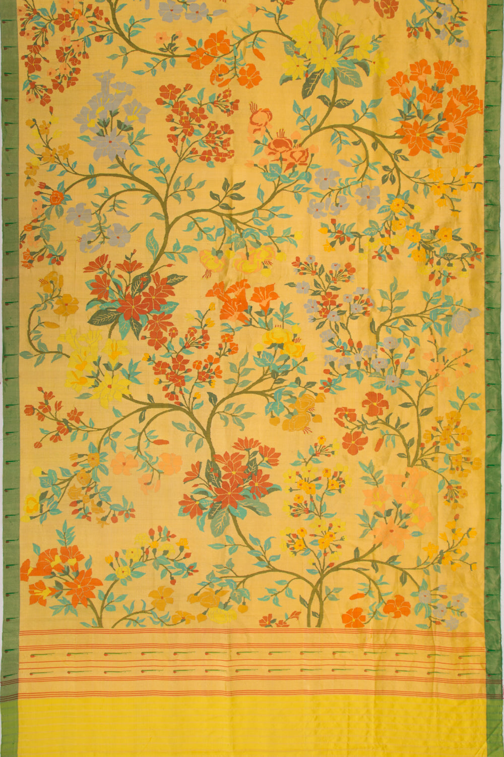 Paithani Silk Tissue All Over Jaal Yellow Saree