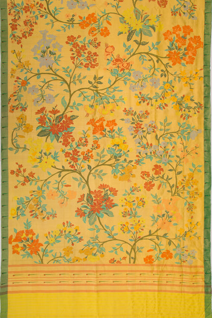 Paithani Silk Tissue All Over Jaal Yellow Saree