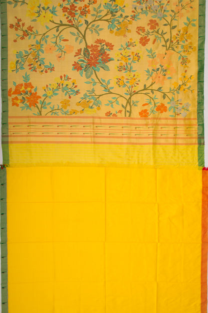Paithani Silk Tissue All Over Jaal Yellow Saree