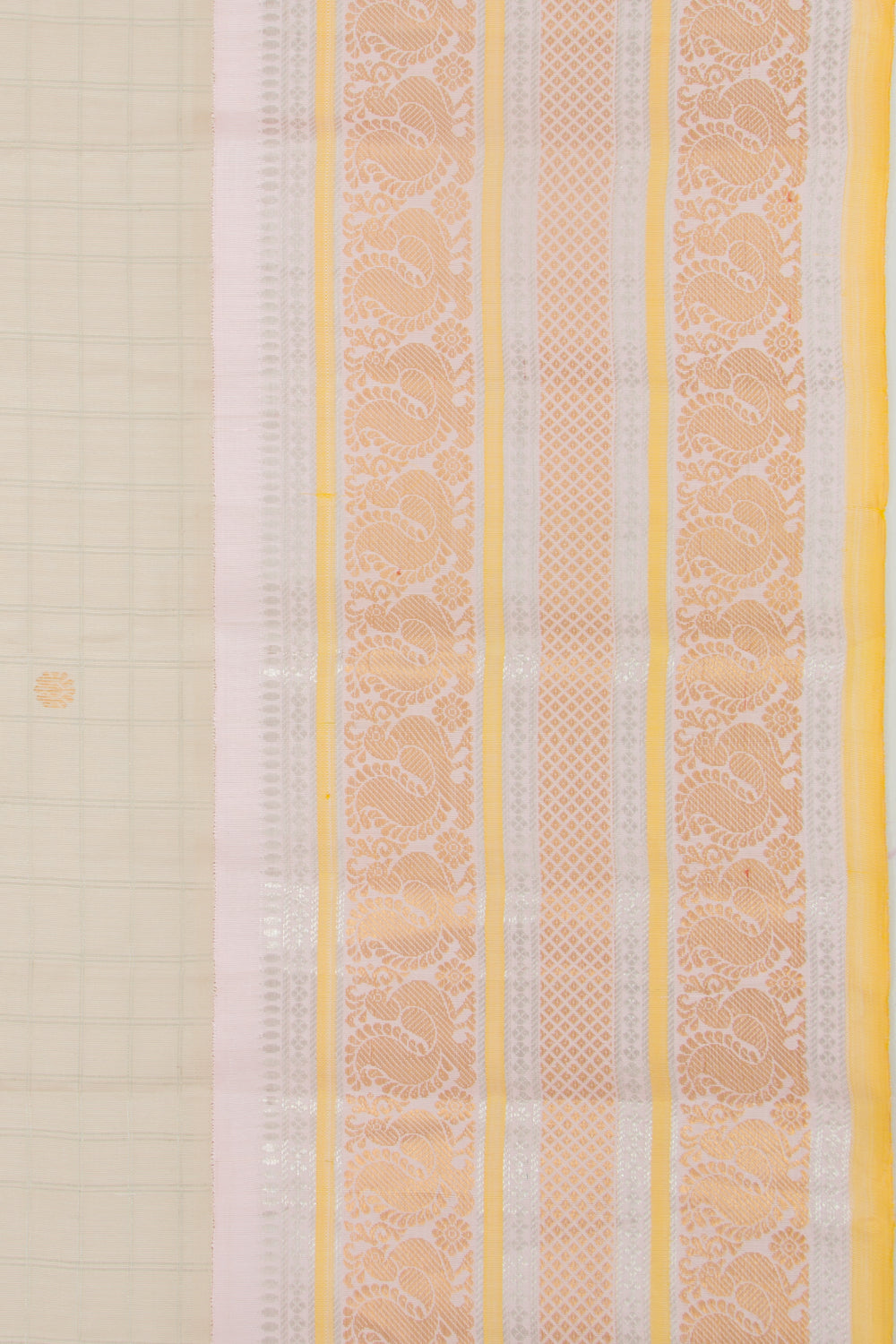 Gadwal Silk Checks Off White Saree