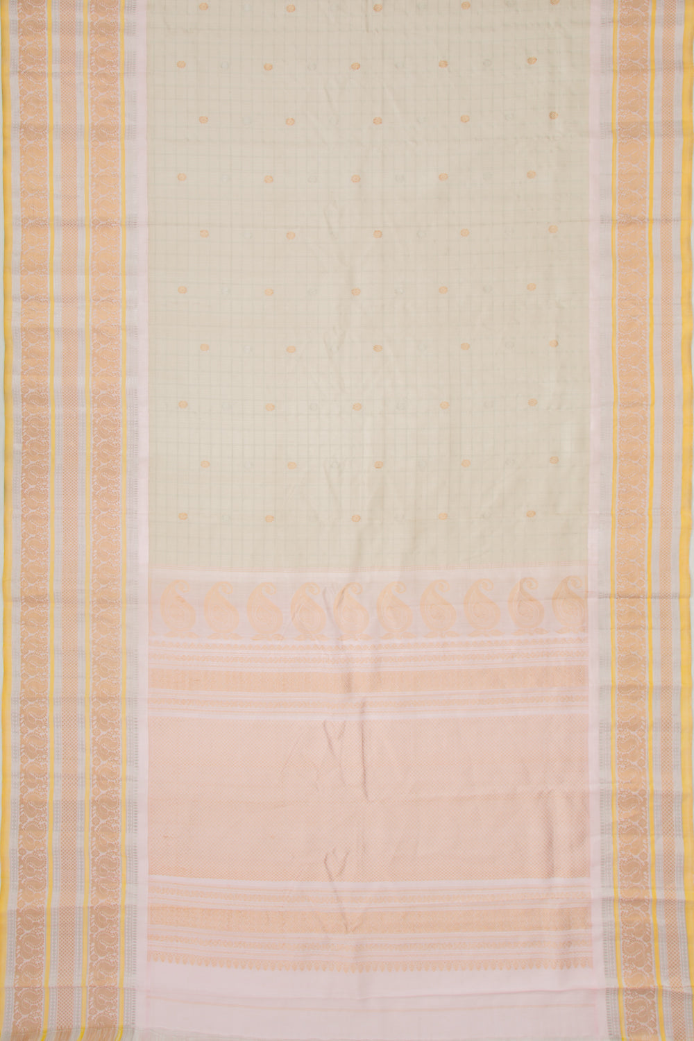 Gadwal Silk Checks Off White Saree