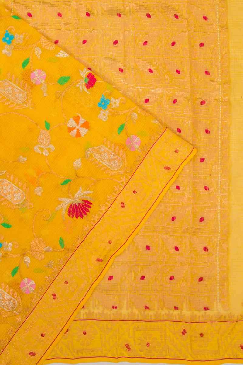 Kota Silk All Over Jaal Yellow Saree