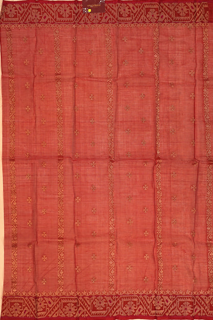 Kota Silk Jamdani Mustard Yellow saree With Paithani Inspired Akruti Border