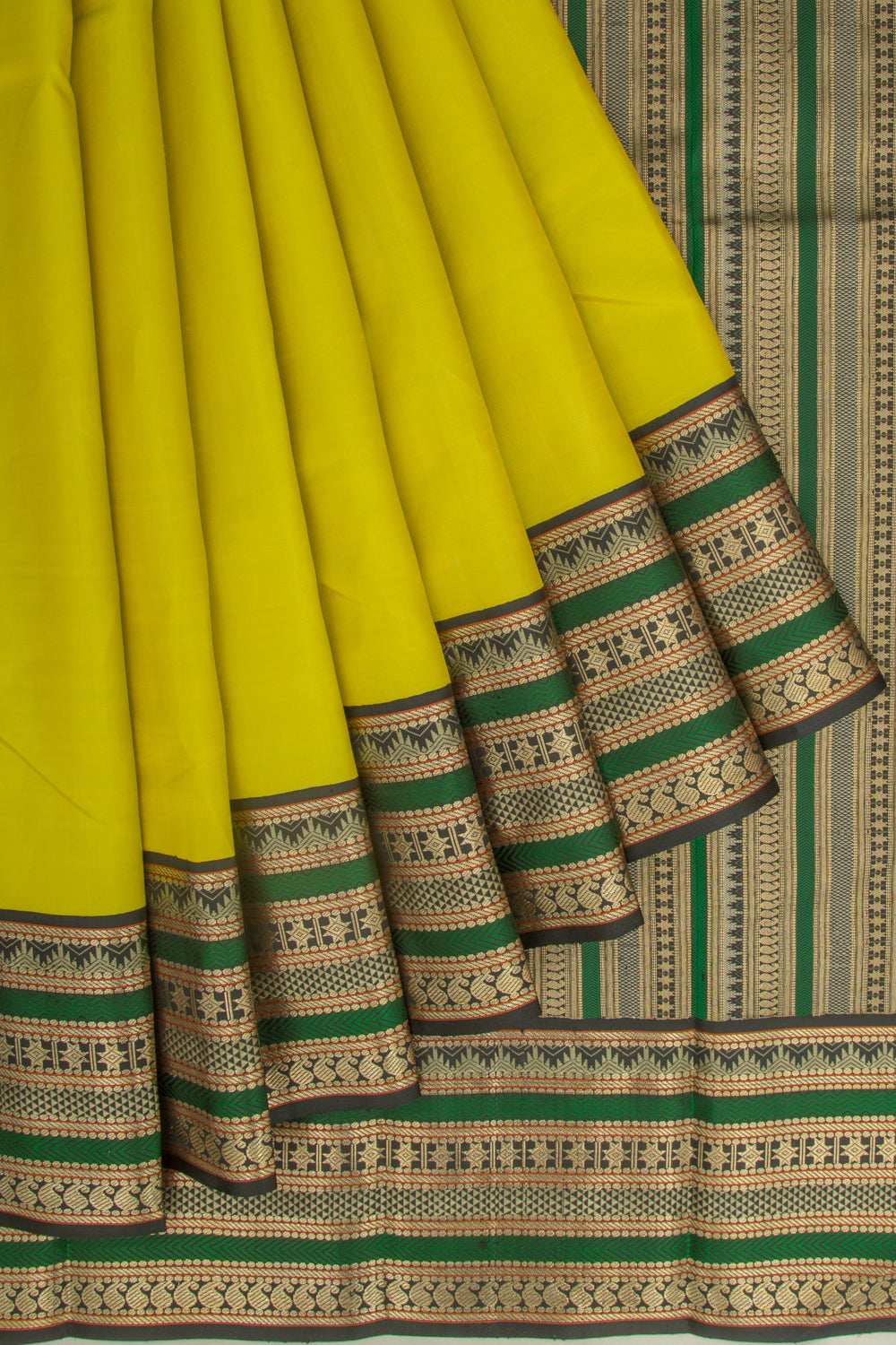 Kanchipuram Silk Plain Green Saree